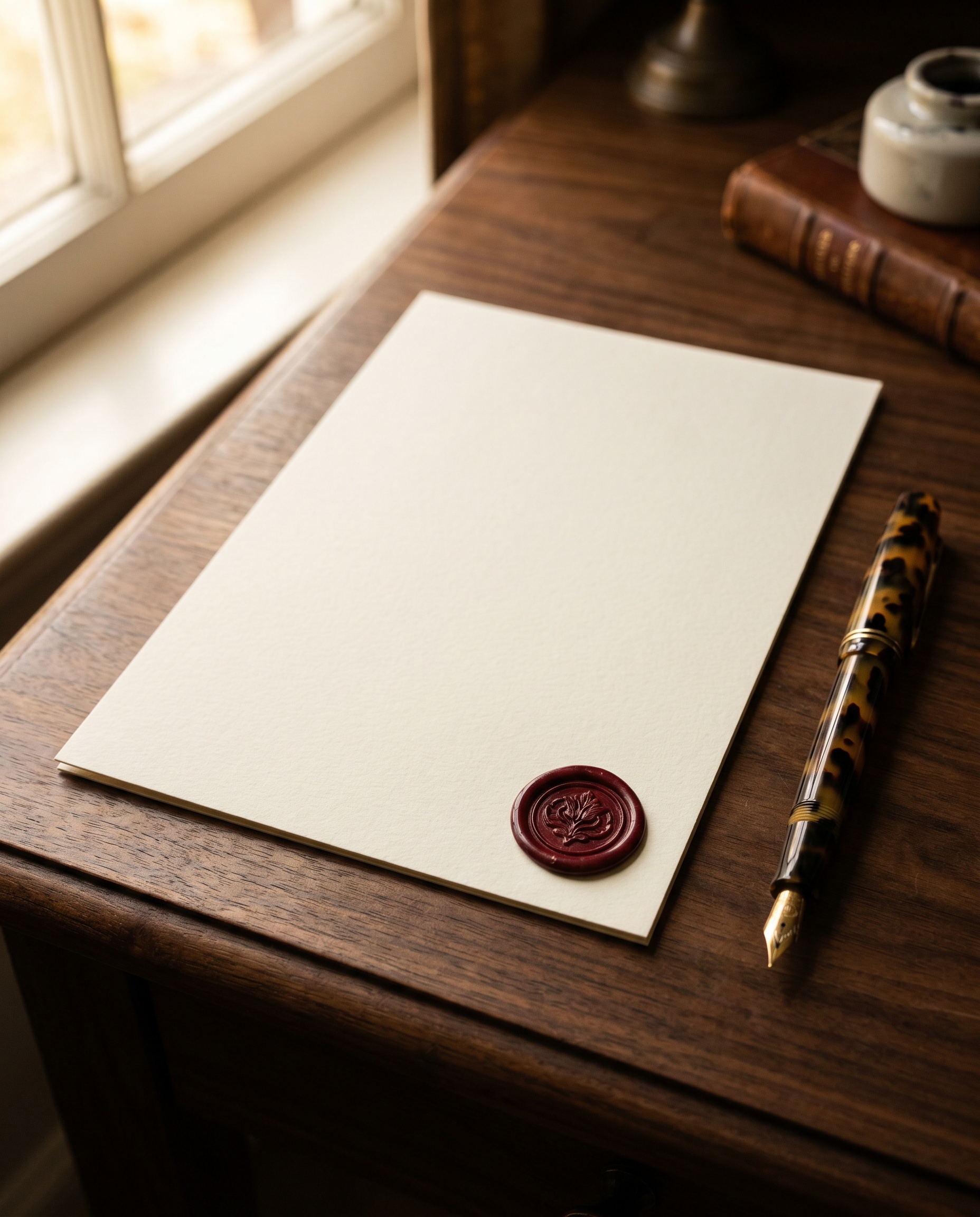 The PCMP card: a handwritten note on cream stock with a wax seal